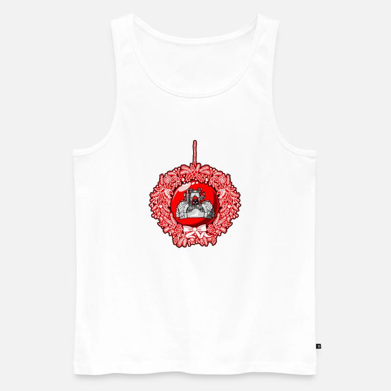 Weihnachtskranz Roter Traktor - Männer Premium Bio Tank Top - Weiß
