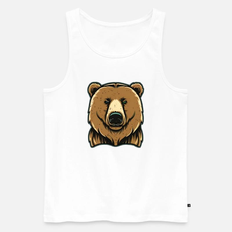 Großer Grimmiger Bär - Männer Premium Bio Tank Top - Weiß