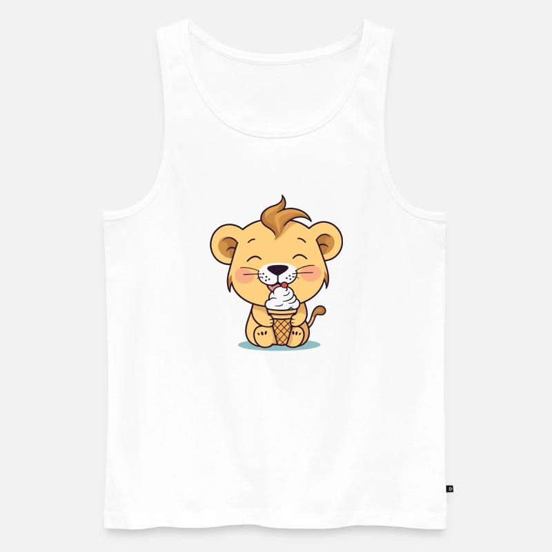 Löwe isst eis - Männer Premium Bio Tank Top - Weiß