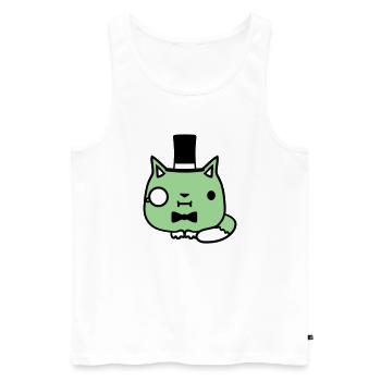 Sir Cat Gentleman Chapeau haut de forme Monocle Rich Gentleman - Débardeur bio Premium Homme - blanc - Devant - AI Model Male 178 light (178cm)