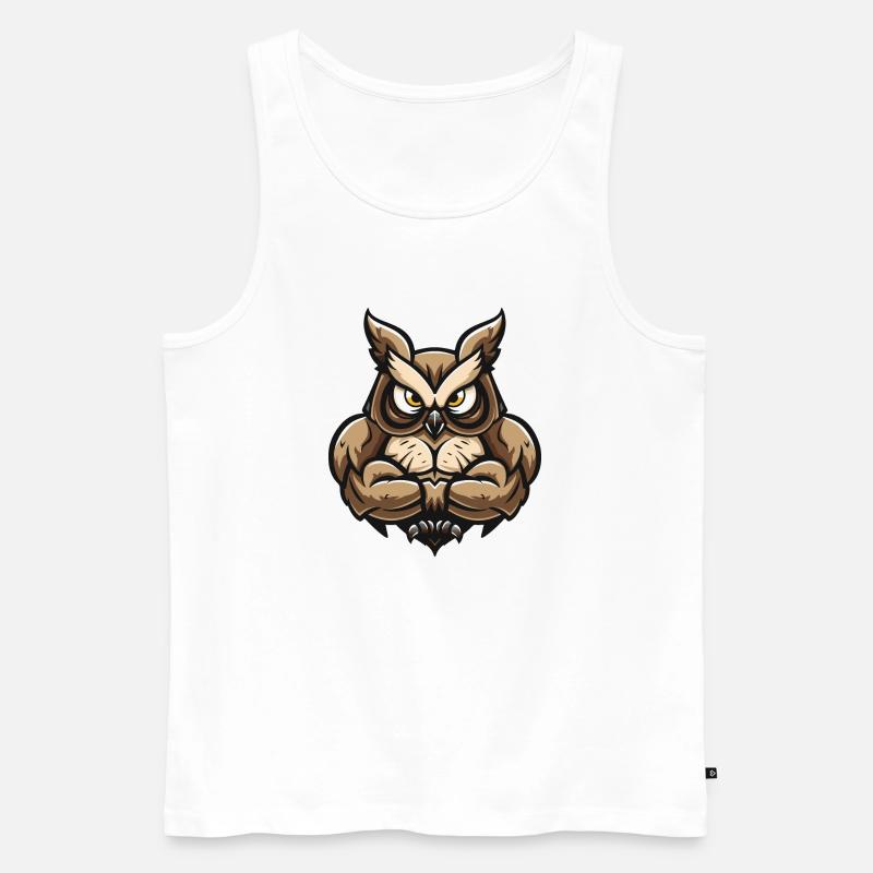 Eule Comic - Männer Premium Bio Tank Top - Weiß