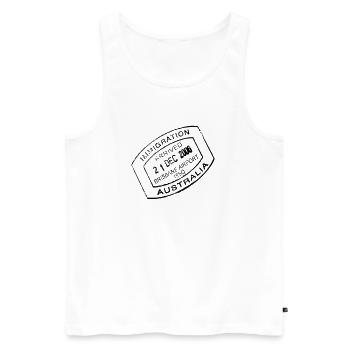 Travel stamp - Men's Premium Organic Tank Top - white - Front - AI Model Male 178 light (178cm)