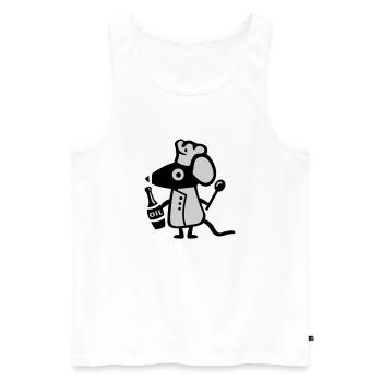 Maus Koch - Ratte - Männer Premium Bio Tank Top - Weiß - Vorne - AI Model Male 178 light (178cm)