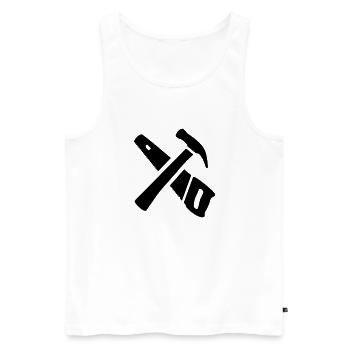 tools - Men's Premium Organic Tank Top - white - Front - AI Model Male 178 light (178cm)