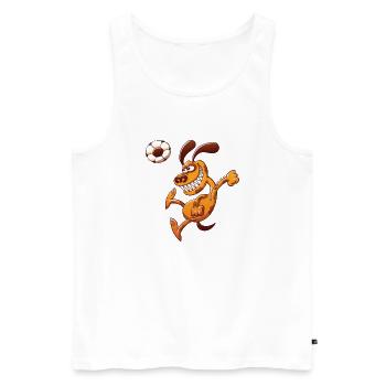 Dog Heading a Foot Ball - Men's Premium Organic Tank Top - white - Front - Michal (187cm)