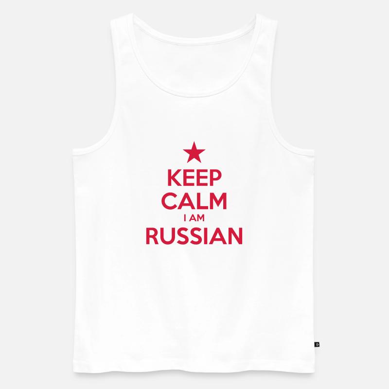 KEEP CALM I AM RUSSIAN - Männer Premium Bio Tank Top - Weiß