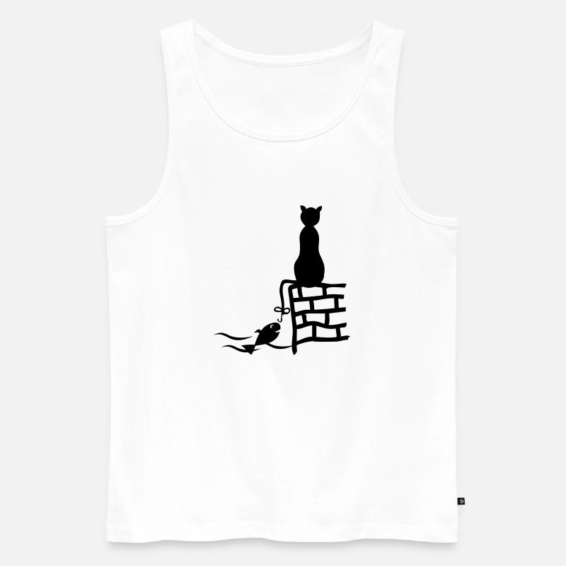 Fischer katze - Männer Premium Bio Tank Top - Weiß