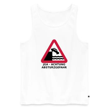 Junggesellenabschied - Absturzgefahr durch Alkohol - Männer Premium Bio Tank Top - Weiß - Vorne - Michal (187cm)