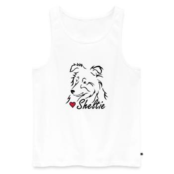 Sheltie ❤ - Männer Premium Bio Tank Top - Weiß - Vorne - AI Model Male 178 light (178cm)