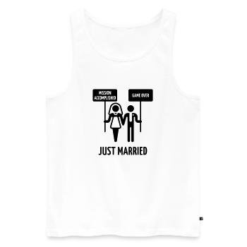 Just Married – Mission accomplie – Game Over - Débardeur bio Premium Homme - blanc - Devant - AI Model Male 178 light (178cm)