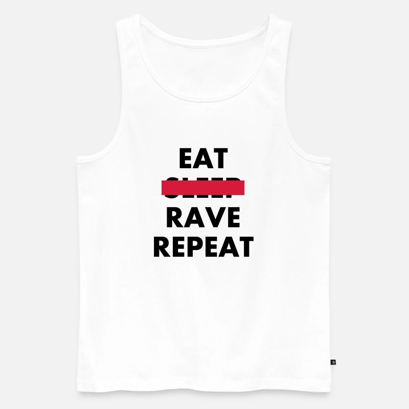 EAT - RAVE REPEAT - Männer Premium Bio Tank Top - Weiß