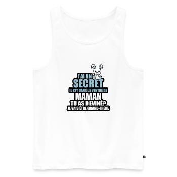j'ai un secret je vais être grand-frère - Débardeur bio Premium Homme - blanc - Devant - Michal (187cm)