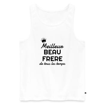 Beau Frère / Frere / Beau-Frère / Mariage / Marié - Débardeur bio Premium Homme - blanc - Devant - AI Model Male 178 light (178cm)