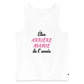 Mamie / Mamy / Grand Mere / Grand-Mère / Bébé - Débardeur bio Premium Homme - blanc - Devant - AI Model Male 178 light (178cm)