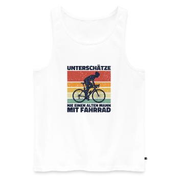 Alter Mann Fahrrad Opa Großvater Papa Geschenk Fun - Männer Premium Bio Tank Top - Weiß - Vorne - Michal (187cm)
