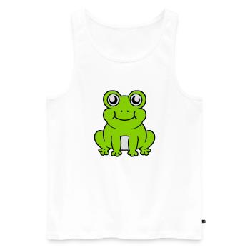 Petite grenouille douce assise - Débardeur bio Premium Homme - blanc - Devant - Michal (187cm)