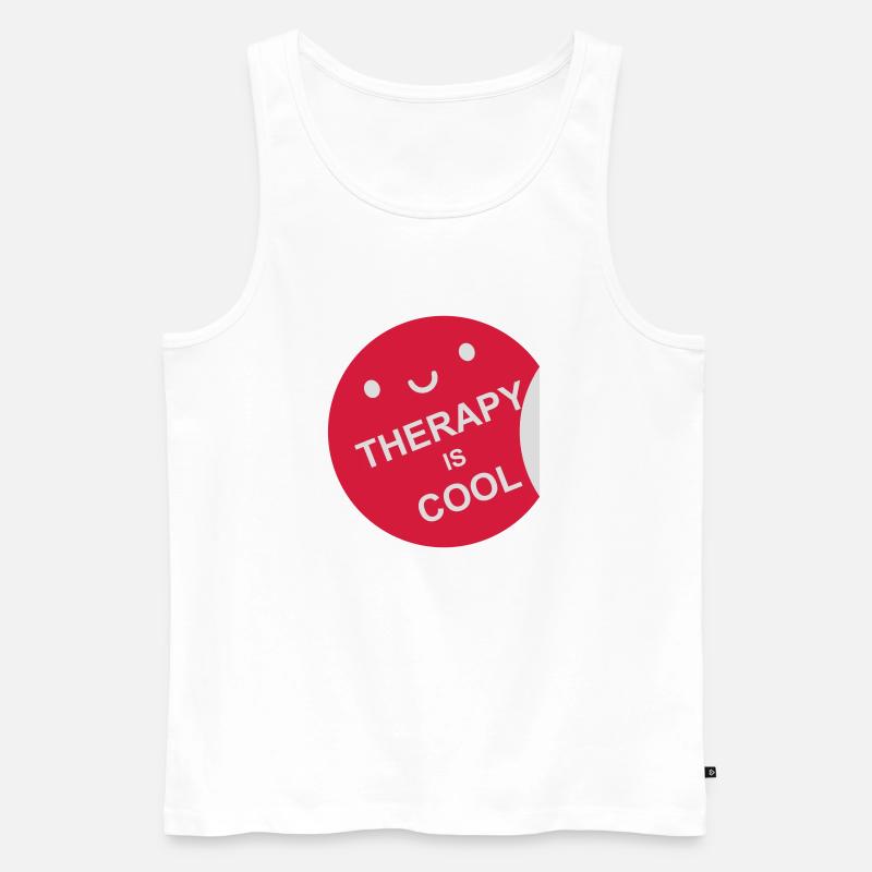 therapy is cool Zitat - Männer Premium Bio Tank Top - Weiß