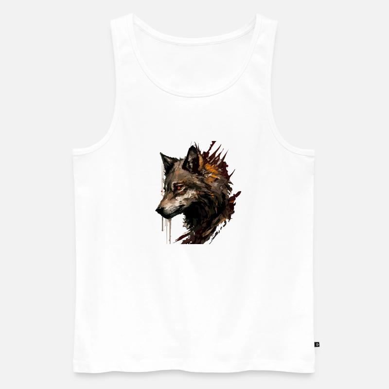 Der Wolf - Männer Premium Bio Tank Top - Weiß