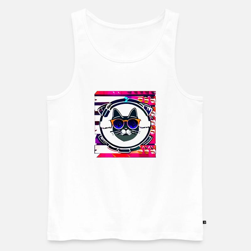 Lustig Sommer Katze logo - Männer Premium Bio Tank Top - Weiß
