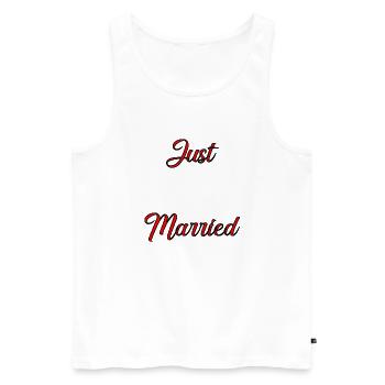GERADE VERHEIRATET. ES LEBE DIE MARIES. Junggesellinnenabschied. - Männer Premium Bio Tank Top - Weiß - Vorne - AI Model Male 178 light (178cm)