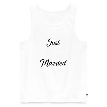 GERADE VERHEIRATET. Junggesellinnenabschied. HEILIGER VALENTIN. LANG LEBE DIE MARIES - Männer Premium Bio Tank Top - Weiß - Vorne - AI Model Male 178 light (178cm)
