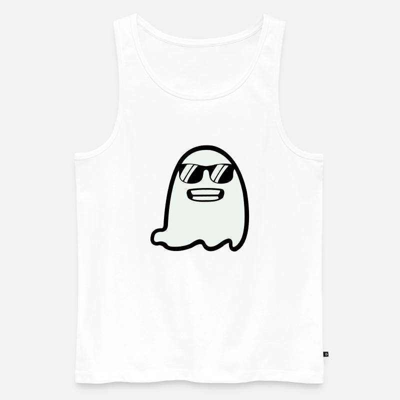 Ghost with Sunglasses - Männer Premium Bio Tank Top - Weiß