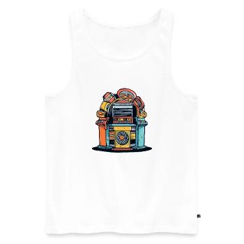 Juke box des années 70 - Débardeur bio Premium Homme - blanc - Devant - Michal (187cm)