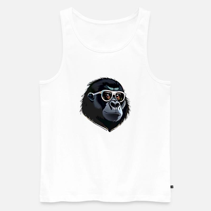Gorilla-Kopf - Männer Premium Bio Tank Top - Weiß