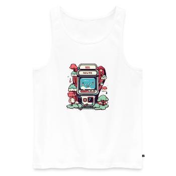 Vintage arcade cabinet - Men's Premium Organic Tank Top - white - Front - AI Model Male 178 light (178cm)