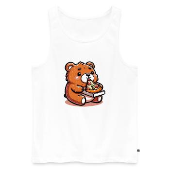 Bär Pizza - Männer Premium Bio Tank Top - Weiß - Vorne - Michal (187cm)