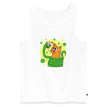 Schlange ist verliebt in Katze - Männer Premium Bio Tank Top - Weiß - Vorne - Michal (187cm)