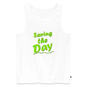 Den Tag retten - Männer Premium Bio Tank Top - Weiß - Vorne - AI Model Male 178 light (178cm)