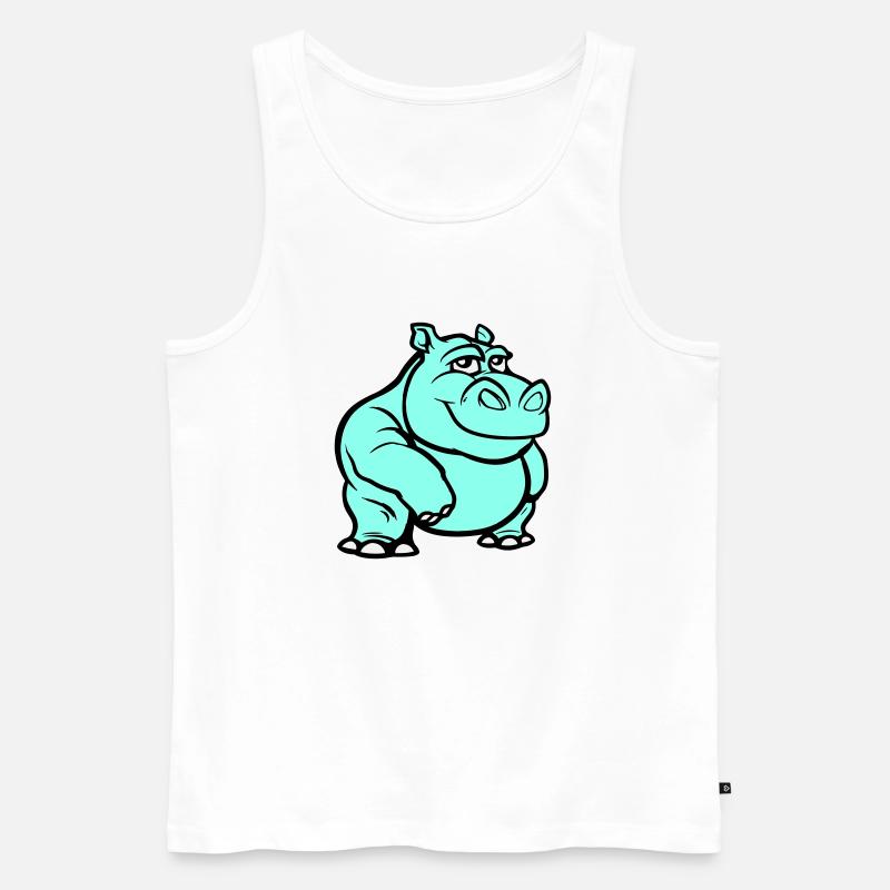 Nilpferd Comic - Männer Premium Bio Tank Top - Weiß