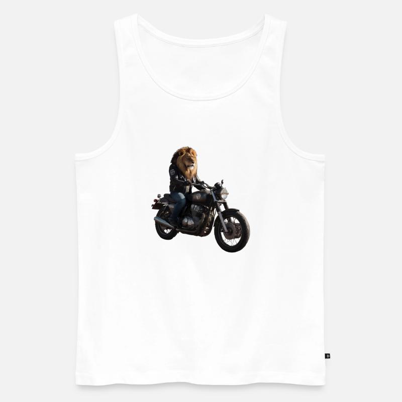 Biker-Löwe - Männer Premium Bio Tank Top - Weiß