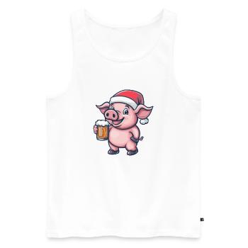 Pig Christmas Beer - Men's Premium Organic Tank Top - white - Front - Michal (187cm)