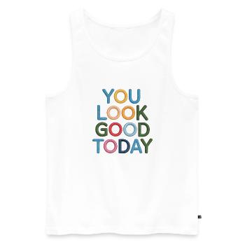 Du siehst heute gut aus bestickt - Männer Premium Bio Tank Top - Weiß - Vorne - AI Model Male 178 light (178cm)