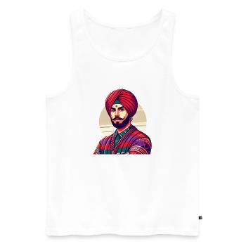 Indien Homme New Delhi - Débardeur bio Premium Homme - blanc - Devant - AI Model Male 178 light (178cm)