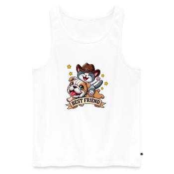 Chiot et chaton | Meilleur ami - Débardeur bio Premium Homme - blanc - Devant - Michal (187cm)