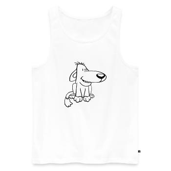 Chien Assis Mignon Drôle Heureux Comique Animal de compagnie - Débardeur bio Premium Homme - blanc - Devant - Michal (187cm)