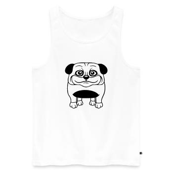 Dog Pug Small Cute Dick Love Happy Comic Fun - Men's Premium Organic Tank Top - white - Front - AI Model Male 178 light (178cm)
