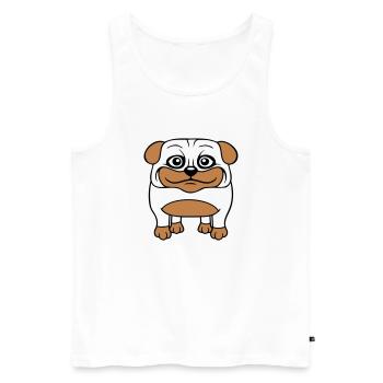 Dog Pug Small Cute Dick Love Happy Comic Fun - Men's Premium Organic Tank Top - white - Front - AI Model Male 178 light (178cm)