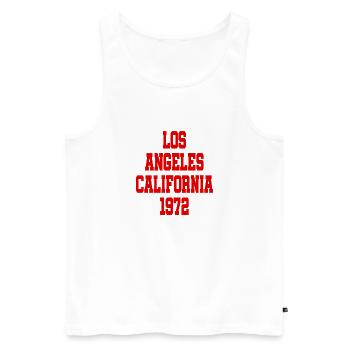 Los Angeles, Californie 1972 - Etats-Unis - Amérique - Débardeur bio Premium Homme - blanc - Devant - Michal (187cm)