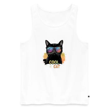 Cool Cat Coole Katze Cats Katzen - Männer Premium Bio Tank Top - Weiß - Vorne - AI Model Male 178 light (178cm)