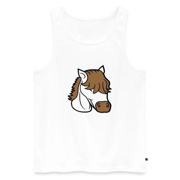 Cheval mignon long bob coupe cheveux sourires mignon - Débardeur bio Premium Homme - blanc - Devant - Michal (187cm)