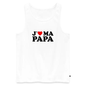 J'aime Mon Papa Cadeau Fête des Pères Coeur Rouge - Débardeur bio Premium Homme - blanc - Devant - Michal (187cm)