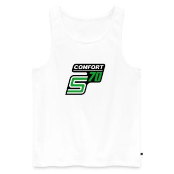 S70 Comfort Logo - Débardeur bio Premium Homme - blanc - Devant - AI Model Male 178 light (178cm)