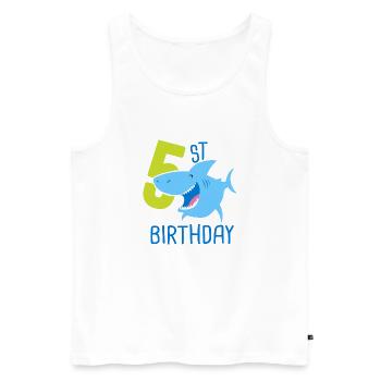 5th Birthday Boy 5 Year Old Shark - Men's Premium Organic Tank Top - white - Front - Michal (187cm)