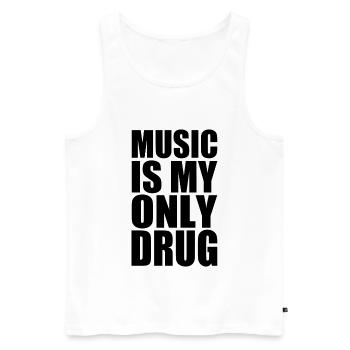 music is my only drug - Débardeur bio Premium Homme - blanc - Devant - AI Model Male 178 light (178cm)