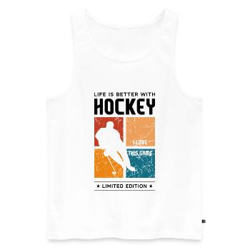 Life is better with Hockey - Men's Premium Organic Tank Top - white - Front - Michal (187cm)