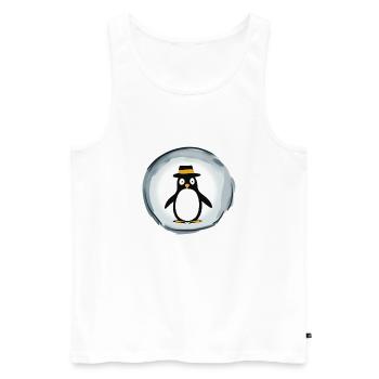 Pinguin mit Hut - Männer Premium Bio Tank Top - Weiß - Vorne - Michal (187cm)